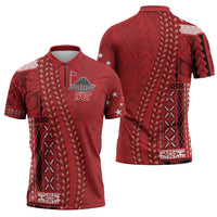 Samoa FAST Siapo Zipper Polo Shirt Tatau-Ulafala Vines LT7 - Polynesian Pride
