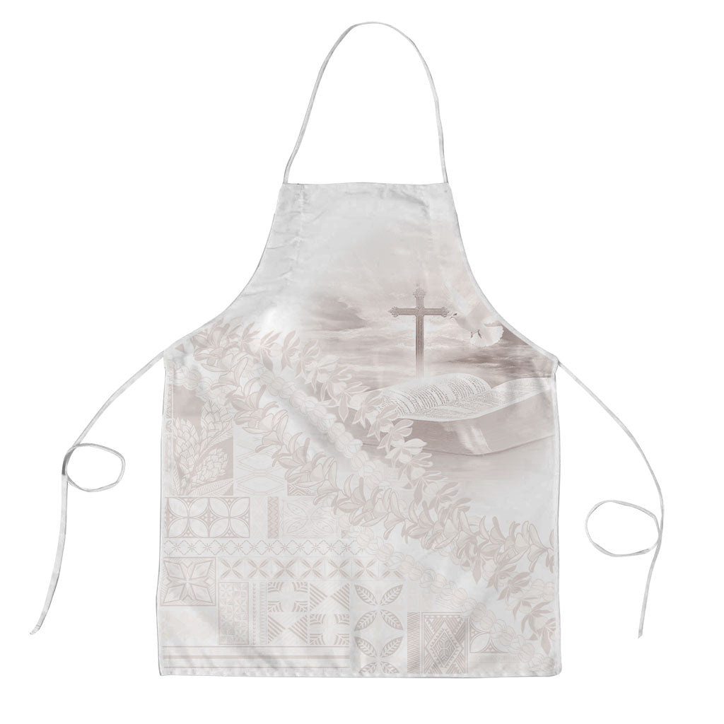 Samoa Lotu Tamaiti White Prayers Apron Floral Mamanu Siapo LT7 White - Polynesian Pride