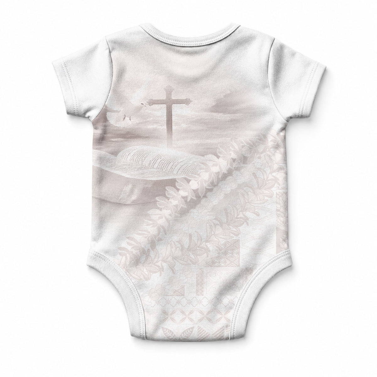 Samoa Lotu Tamaiti White Prayers Baby Onesie Floral Mamanu Siapo