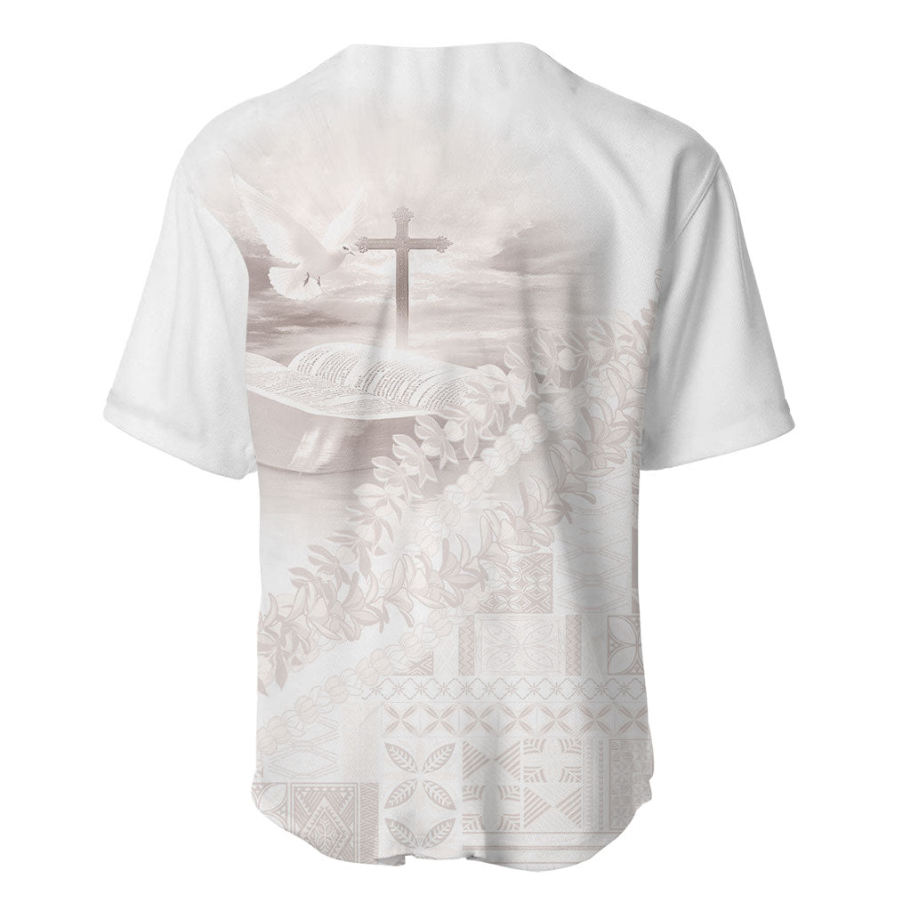 Samoa Lotu Tamaiti White Prayers Baseball Jersey Floral Mamanu Siapo LT7 - Polynesian Pride