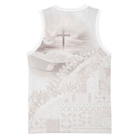 Samoa Lotu Tamaiti White Prayers Basketball Jersey Floral Mamanu Siapo LT7 - Polynesian Pride