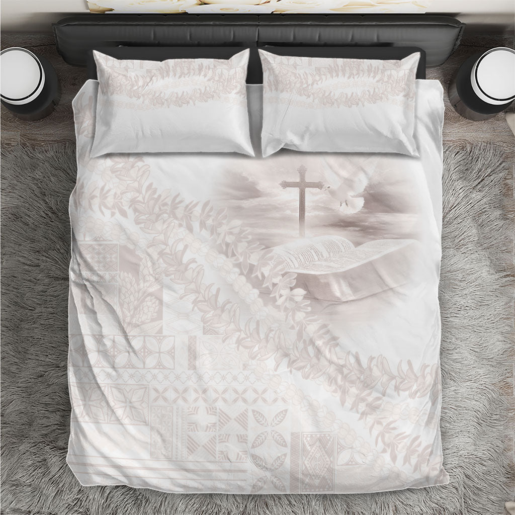 Samoa Lotu Tamaiti White Prayers Bedding Set Floral Mamanu Siapo LT7 White - Polynesian Pride