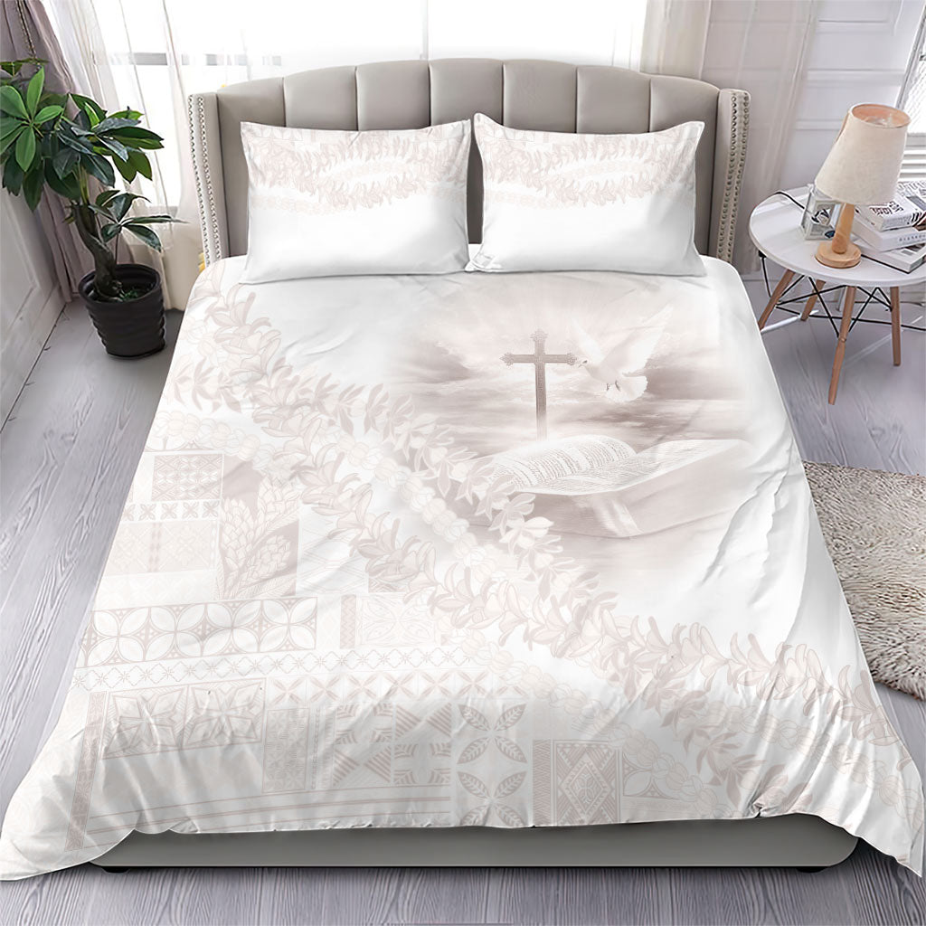 Samoa Lotu Tamaiti White Prayers Bedding Set Floral Mamanu Siapo LT7 - Polynesian Pride