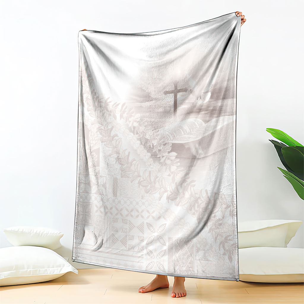 Samoa Lotu Tamaiti White Prayers Blanket Floral Mamanu Siapo LT7 - Polynesian Pride