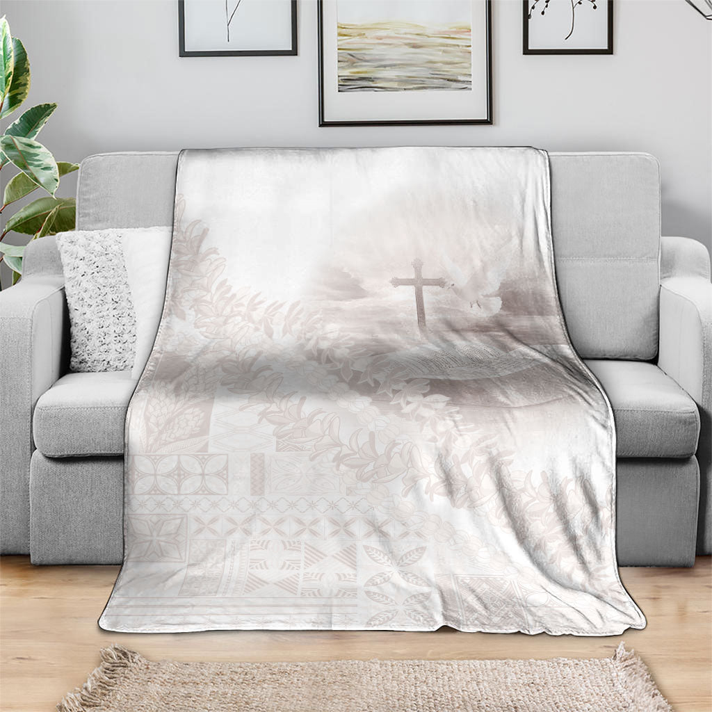 Samoa Lotu Tamaiti White Prayers Blanket Floral Mamanu Siapo LT7 - Polynesian Pride