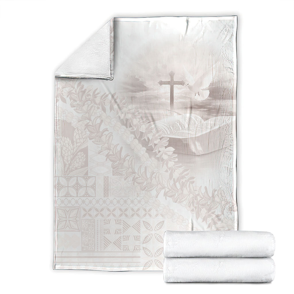 Samoa Lotu Tamaiti White Prayers Blanket Floral Mamanu Siapo LT7 - Polynesian Pride