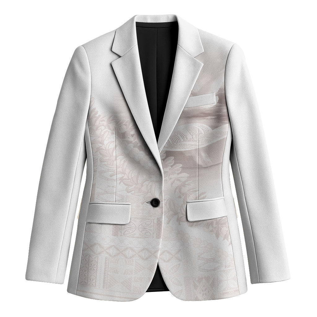 Samoa Lotu Tamaiti White Prayers Blazer Floral Mamanu Siapo LT7 Unisex White - Polynesian Pride