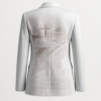 Samoa Lotu Tamaiti White Prayers Blazer Floral Mamanu Siapo LT7 - Polynesian Pride