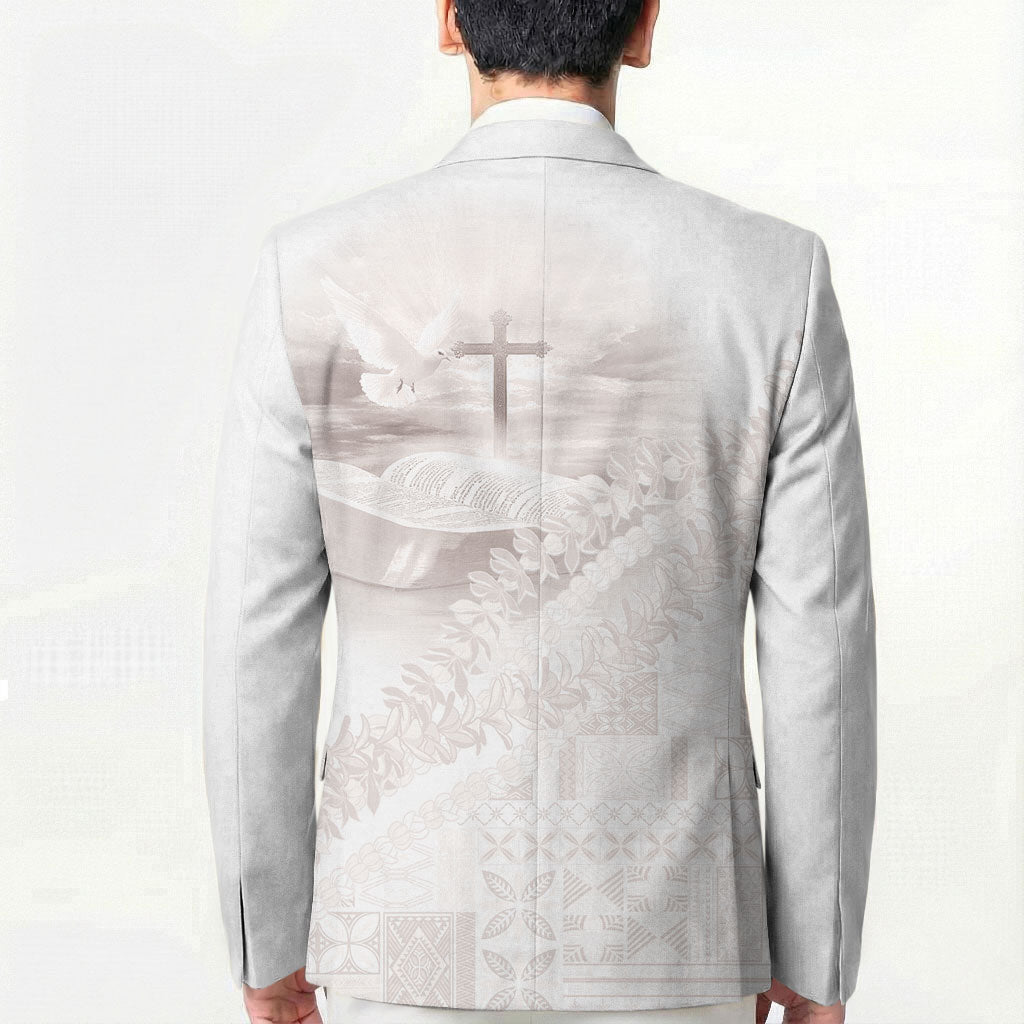 Samoa Lotu Tamaiti White Prayers Blazer Floral Mamanu Siapo LT7 - Polynesian Pride