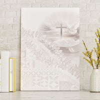 Samoa Lotu Tamaiti White Prayers Canvas Wall Art Floral Mamanu Siapo LT7 Without Frame White - Polynesian Pride