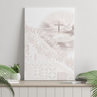 Samoa Lotu Tamaiti White Prayers Canvas Wall Art Floral Mamanu Siapo LT7 - Polynesian Pride