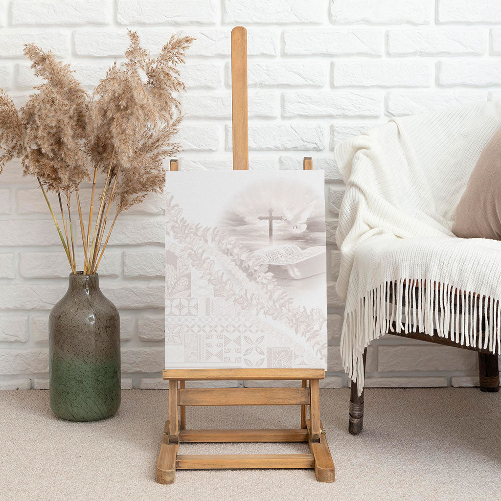 Samoa Lotu Tamaiti White Prayers Canvas Wall Art Floral Mamanu Siapo LT7 - Polynesian Pride