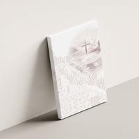 Samoa Lotu Tamaiti White Prayers Canvas Wall Art Floral Mamanu Siapo LT7 - Polynesian Pride