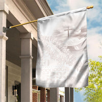 Samoa Lotu Tamaiti White Prayers Garden Flag Floral Mamanu Siapo LT7 House Flag White - Polynesian Pride