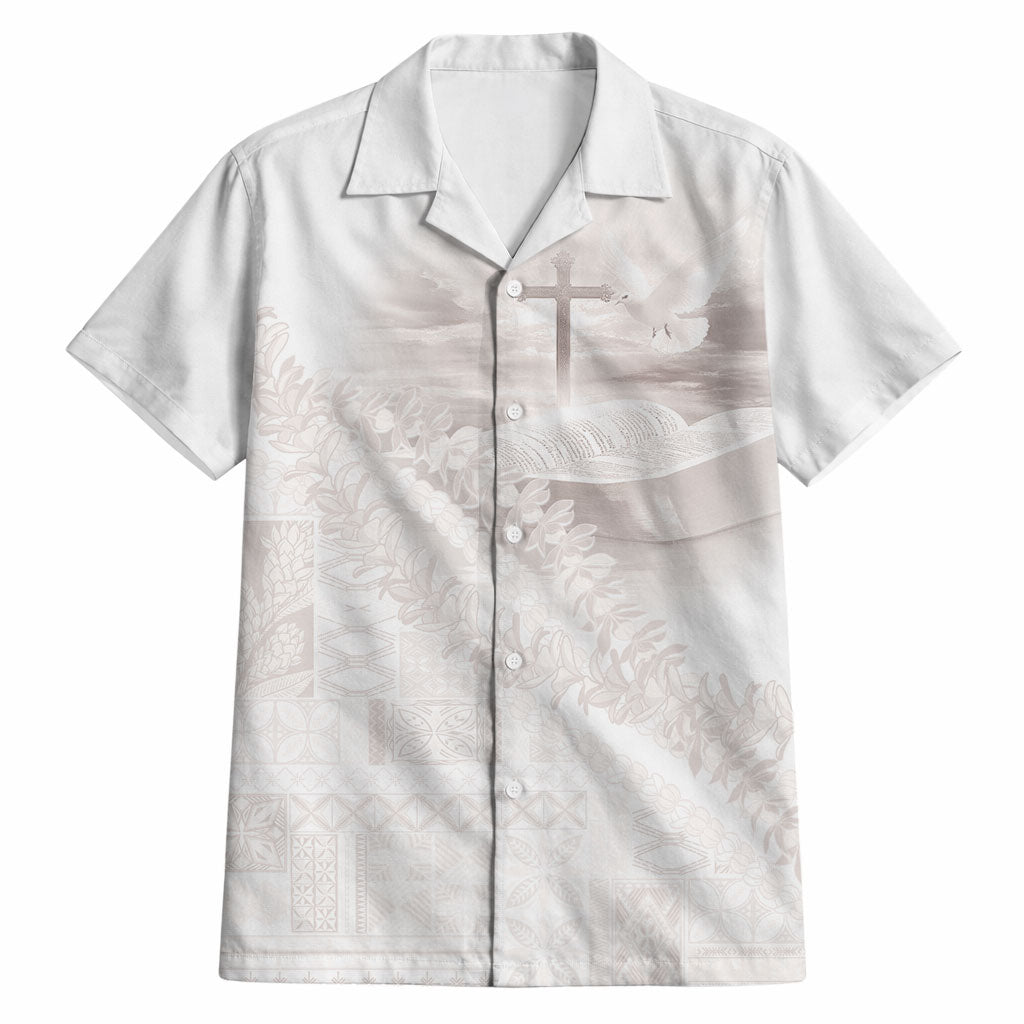 Samoa Lotu Tamaiti White Prayers Hawaiian Shirt Floral Mamanu Siapo LT7 White - Polynesian Pride