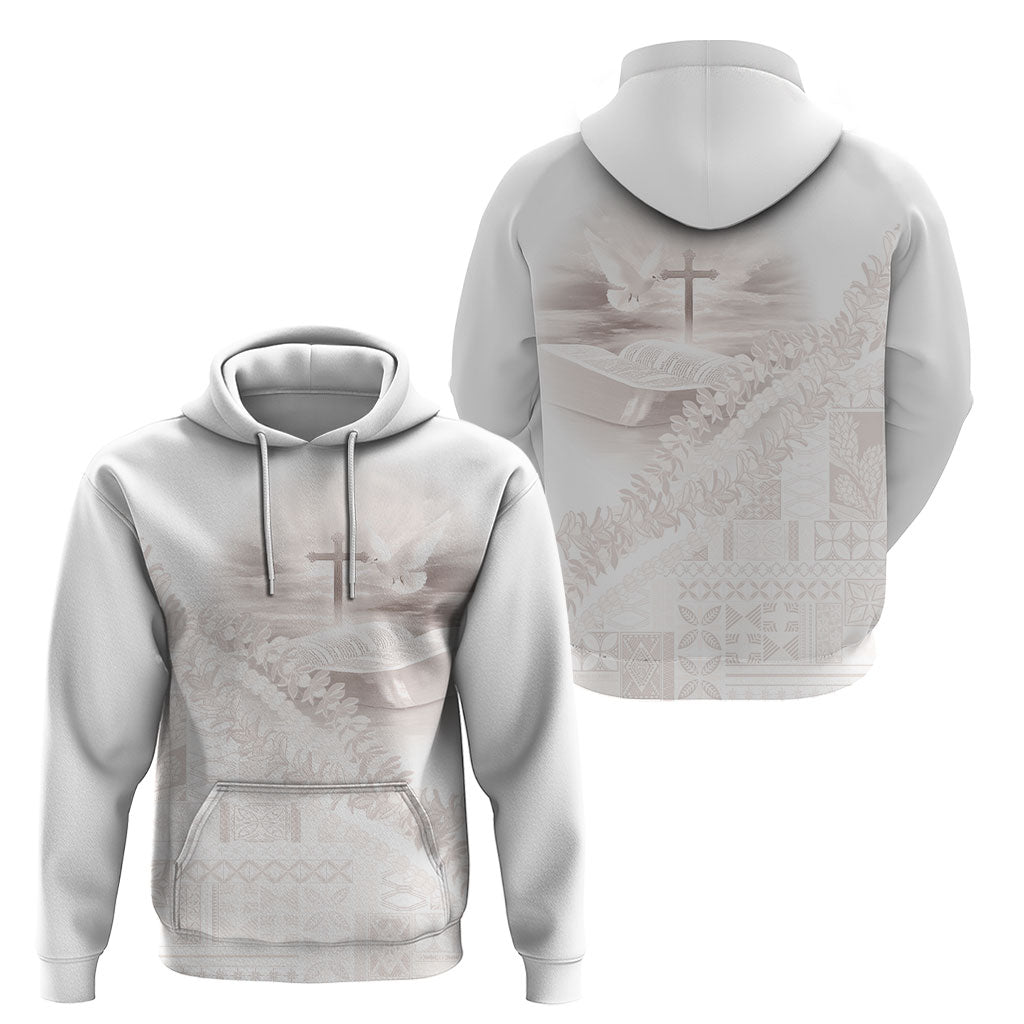 Samoa Lotu Tamaiti White Prayers Hoodie Floral Mamanu Siapo LT7 - Polynesian Pride