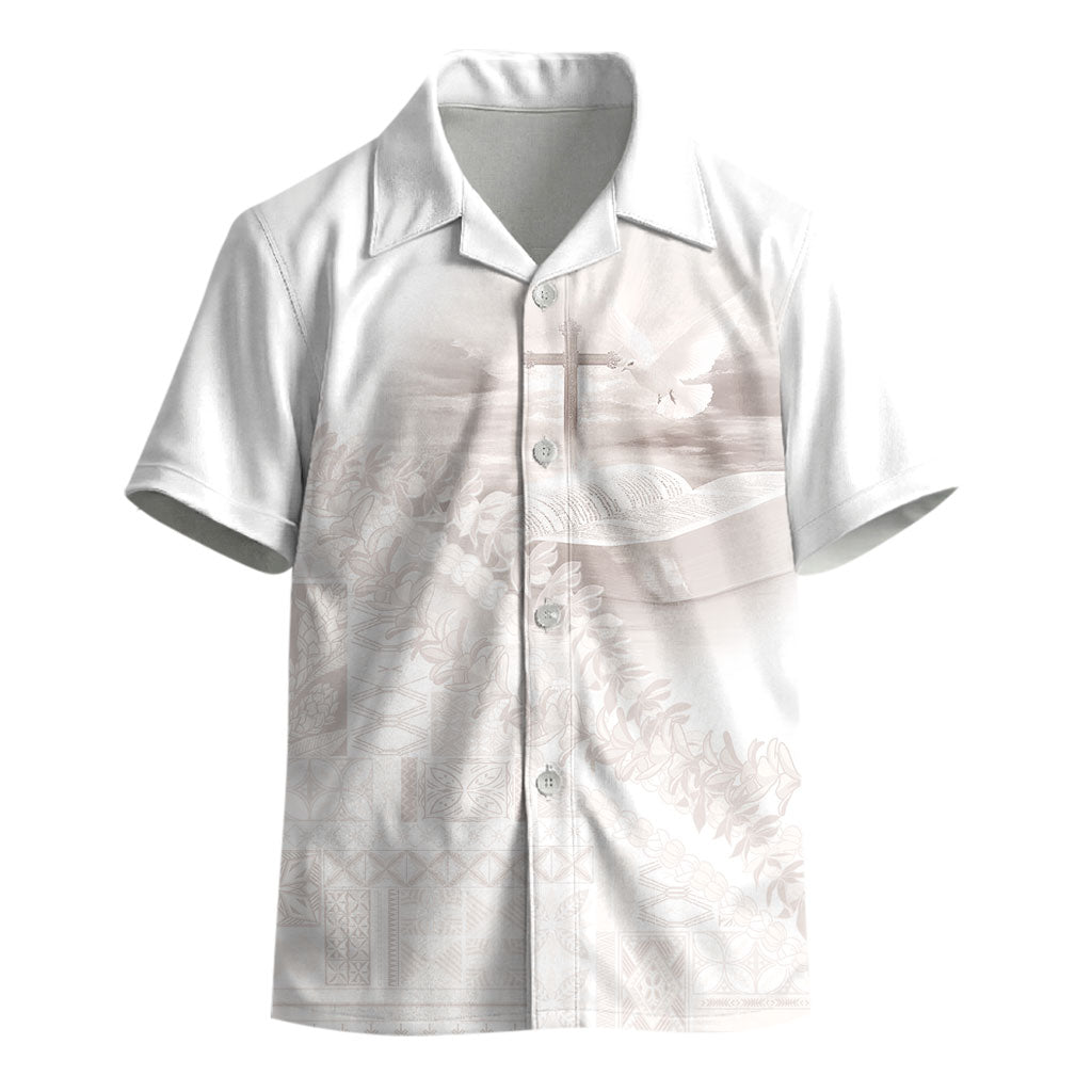 Samoa Lotu Tamaiti White Prayers Kid Hawaiian Shirt Floral Mamanu Siapo LT7 - Polynesian Pride