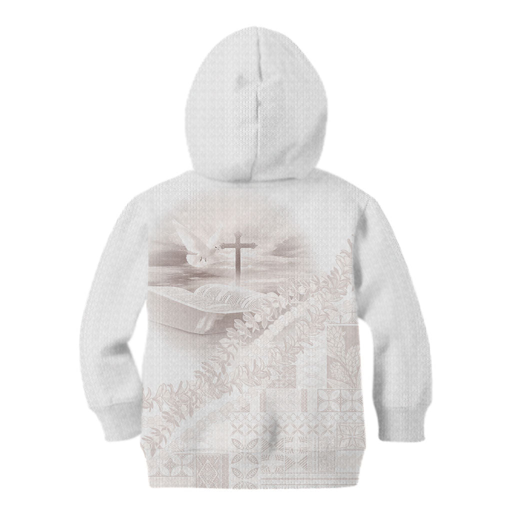 Samoa Lotu Tamaiti White Prayers Kid Hoodie Floral Mamanu Siapo LT7 - Polynesian Pride
