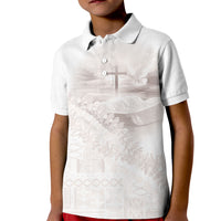 Samoa Lotu Tamaiti White Prayers Kid Polo Shirt Floral Mamanu Siapo LT7 Kid White - Polynesian Pride
