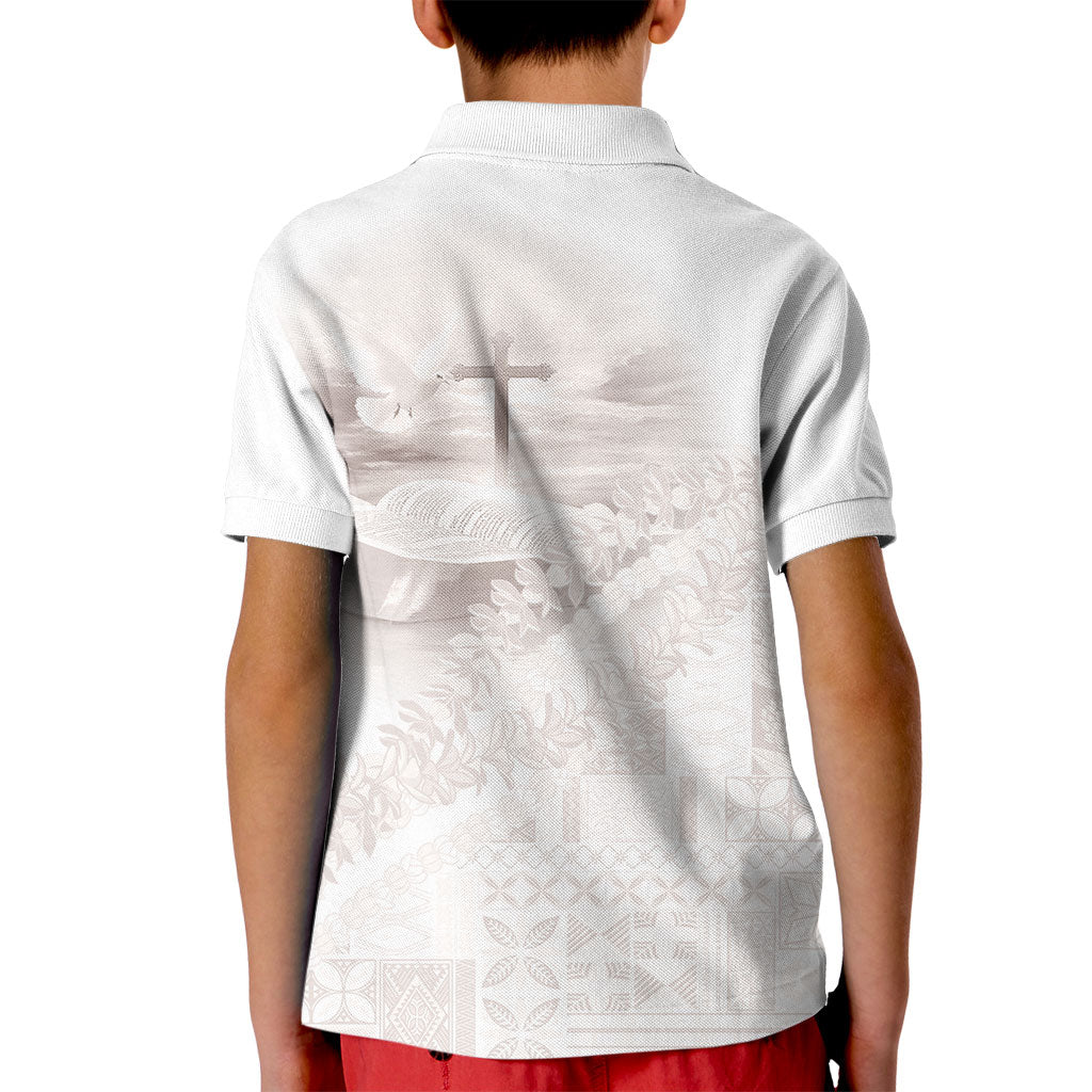 Samoa Lotu Tamaiti White Prayers Kid Polo Shirt Floral Mamanu Siapo LT7 - Polynesian Pride
