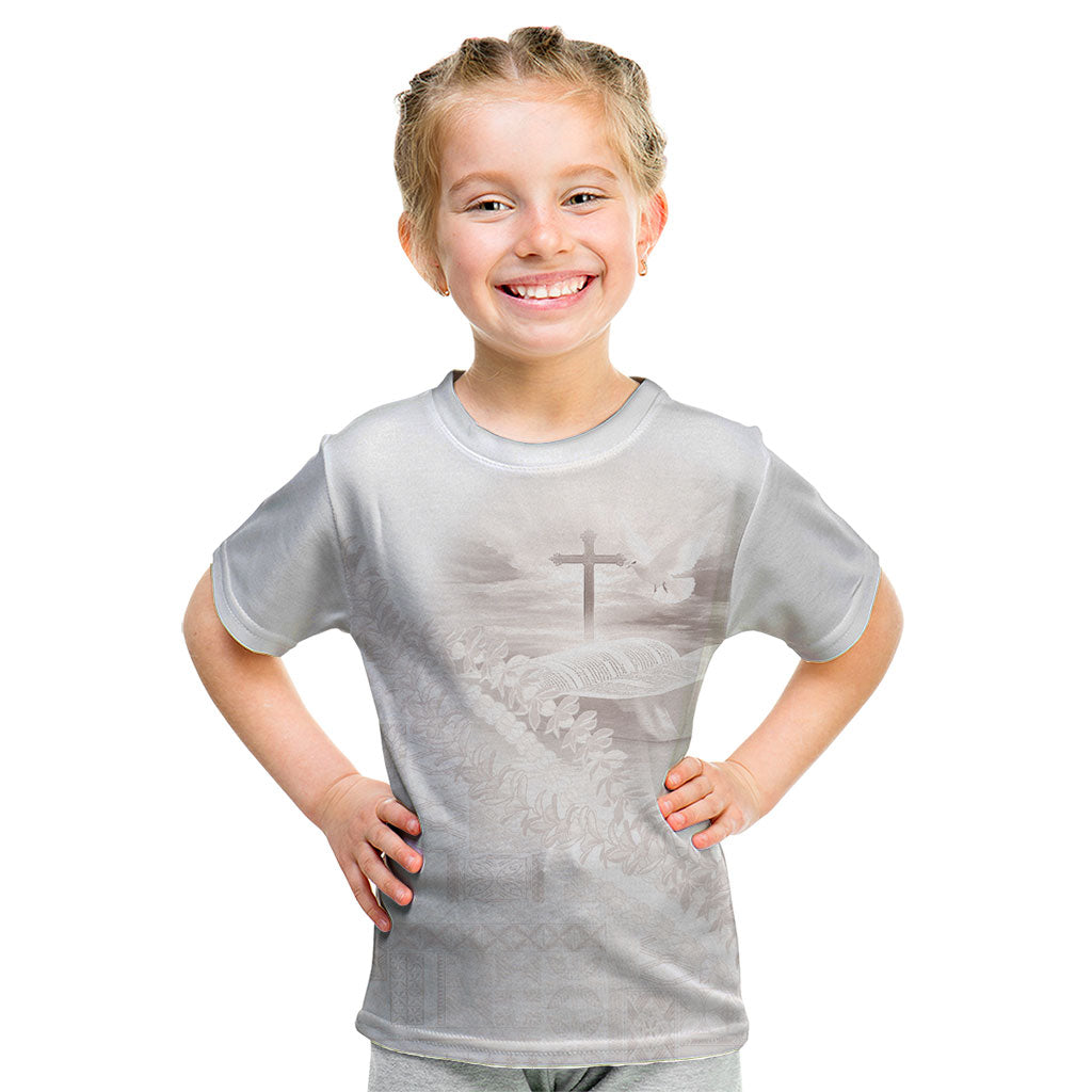 Samoa Lotu Tamaiti White Prayers Kid T Shirt Floral Mamanu Siapo LT7 White - Polynesian Pride