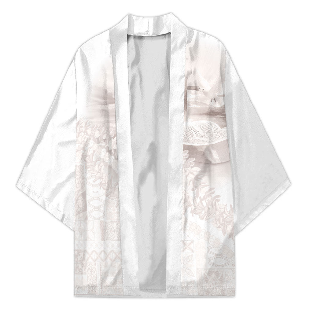 Samoa Lotu Tamaiti White Prayers Kimono Floral Mamanu Siapo LT7 Unisex White - Polynesian Pride