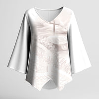 Samoa Lotu Tamaiti White Prayers Kimono Sleeve Blouse Floral Mamanu Siapo LT7 Female White - Polynesian Pride