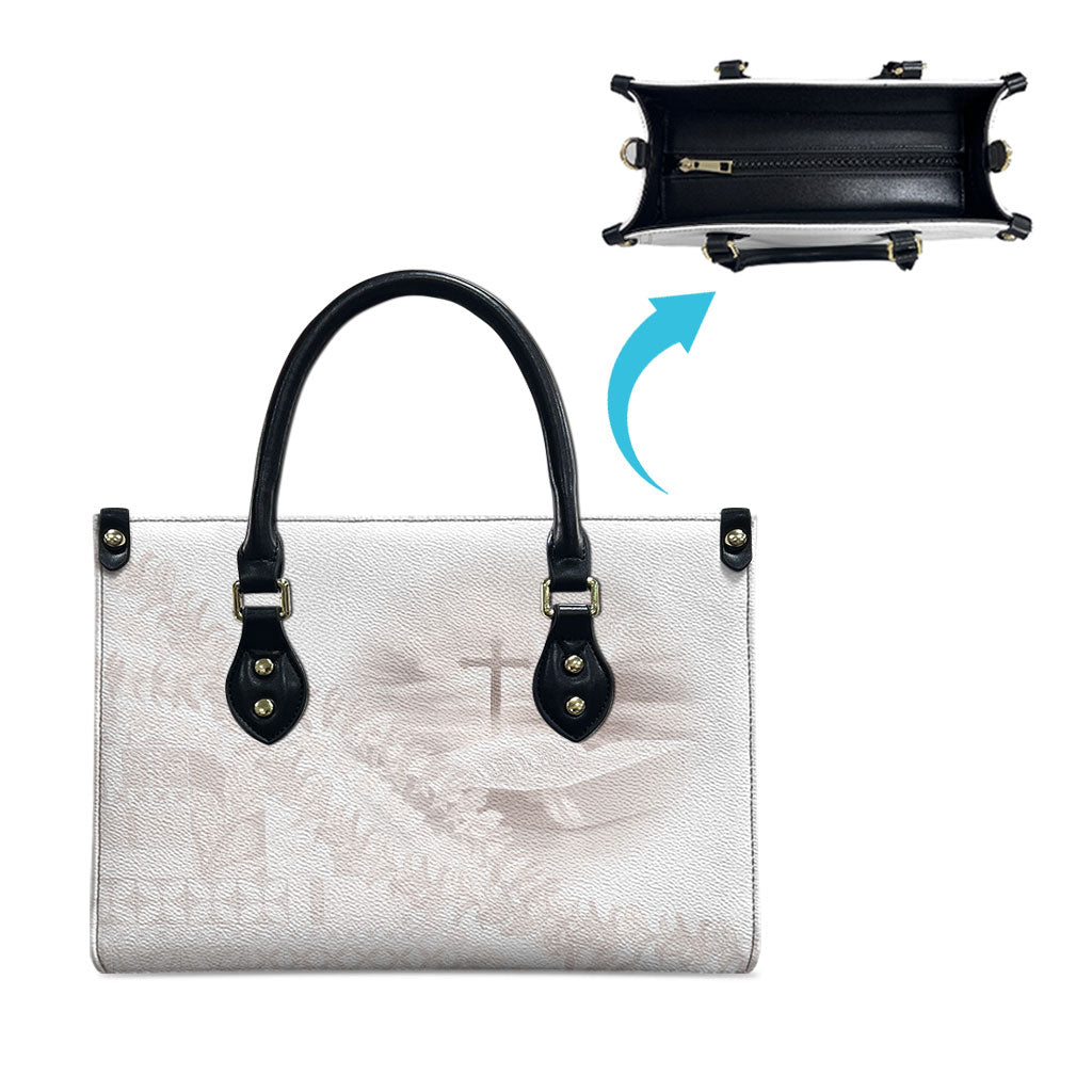 Samoa Lotu Tamaiti White Prayers Leather Bag Floral Mamanu Siapo LT7 - Polynesian Pride