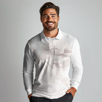 Samoa Lotu Tamaiti White Prayers Long Sleeve Polo Shirt Floral Mamanu Siapo LT7 - Polynesian Pride