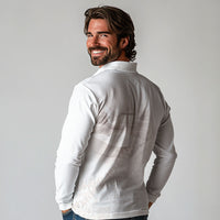 Samoa Lotu Tamaiti White Prayers Long Sleeve Polo Shirt Floral Mamanu Siapo LT7 - Polynesian Pride