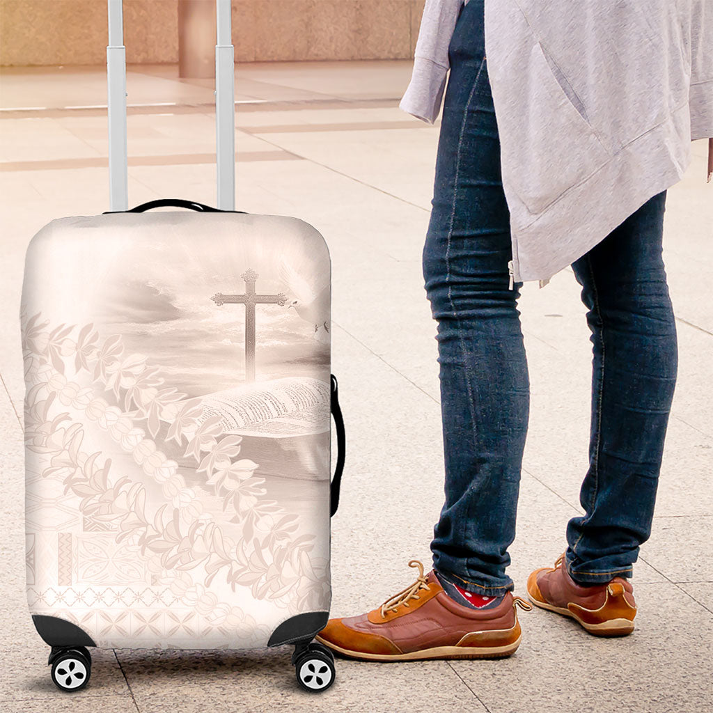 Samoa Lotu Tamaiti White Prayers Luggage Cover Floral Mamanu Siapo LT7 White - Polynesian Pride