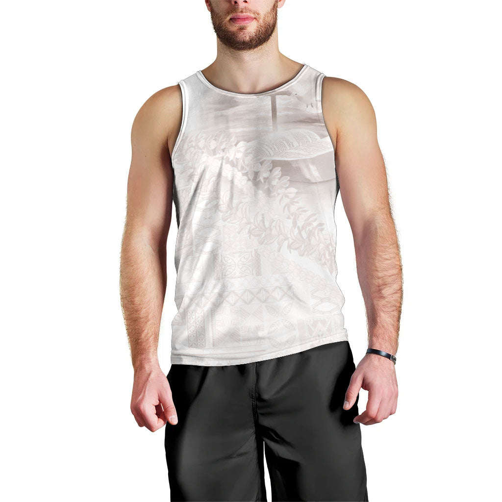 Samoa Lotu Tamaiti White Prayers Men Tank Top Floral Mamanu Siapo LT7 - Polynesian Pride