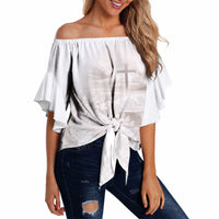 Samoa Lotu Tamaiti White Prayers Off Shoulder Wrap Waist Top Floral Mamanu Siapo LT7 White - Polynesian Pride