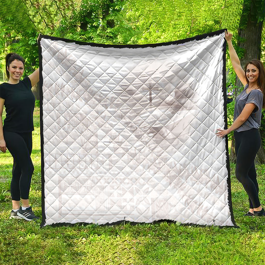 Samoa Lotu Tamaiti White Prayers Quilt Floral Mamanu Siapo LT7 - Polynesian Pride