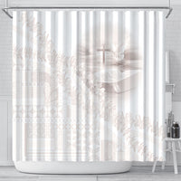 Samoa Lotu Tamaiti White Prayers Shower Curtain Floral Mamanu Siapo LT7 - Polynesian Pride