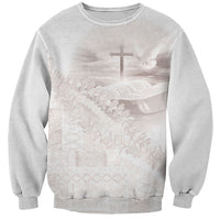 Samoa Lotu Tamaiti White Prayers Sweatshirt Floral Mamanu Siapo LT7 Unisex White - Polynesian Pride