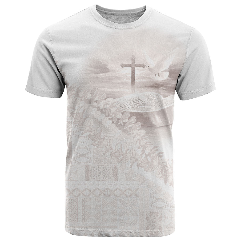 Samoa Lotu Tamaiti White Prayers T Shirt Floral Mamanu Siapo LT7 White - Polynesian Pride