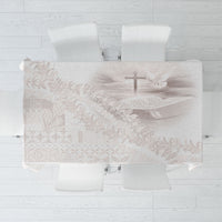 Samoa Lotu Tamaiti White Prayers Tablecloth Floral Mamanu Siapo LT7 White - Polynesian Pride