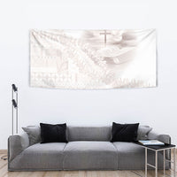 Samoa Lotu Tamaiti White Prayers Tapestry Floral Mamanu Siapo LT7 - Polynesian Pride