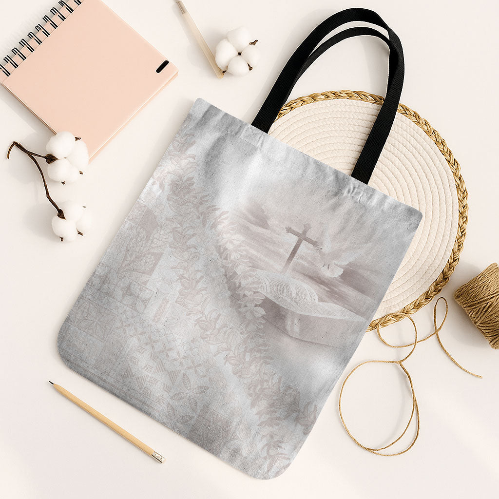 Samoa Lotu Tamaiti White Prayers Tote Bag Floral Mamanu Siapo LT7 Black Strap One Size White - Polynesian Pride