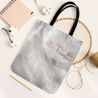 Samoa Lotu Tamaiti White Prayers Tote Bag Floral Mamanu Siapo LT7 Black Strap One Size White - Polynesian Pride
