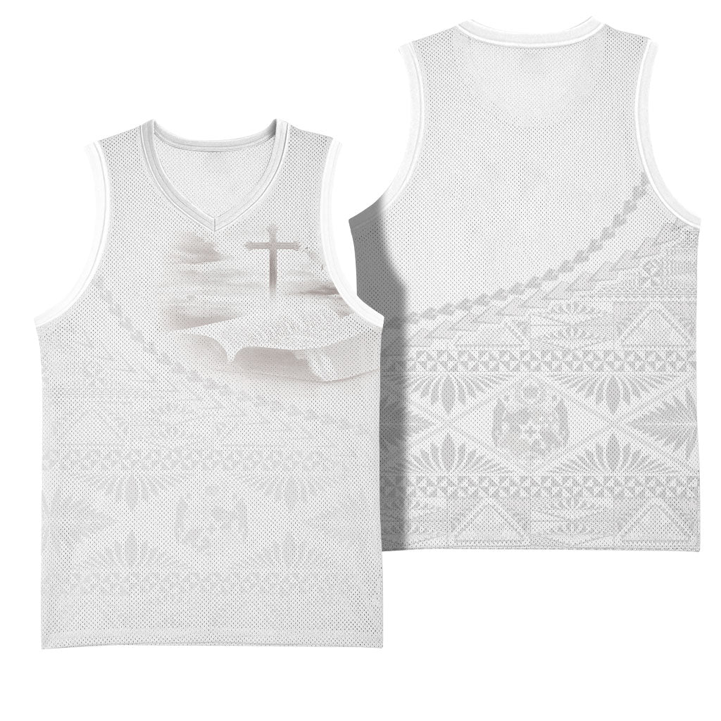 Tonga White Sunday Fakame Basketball Jersey Tokelaufeletoa Kupesi LT7 - Polynesian Pride