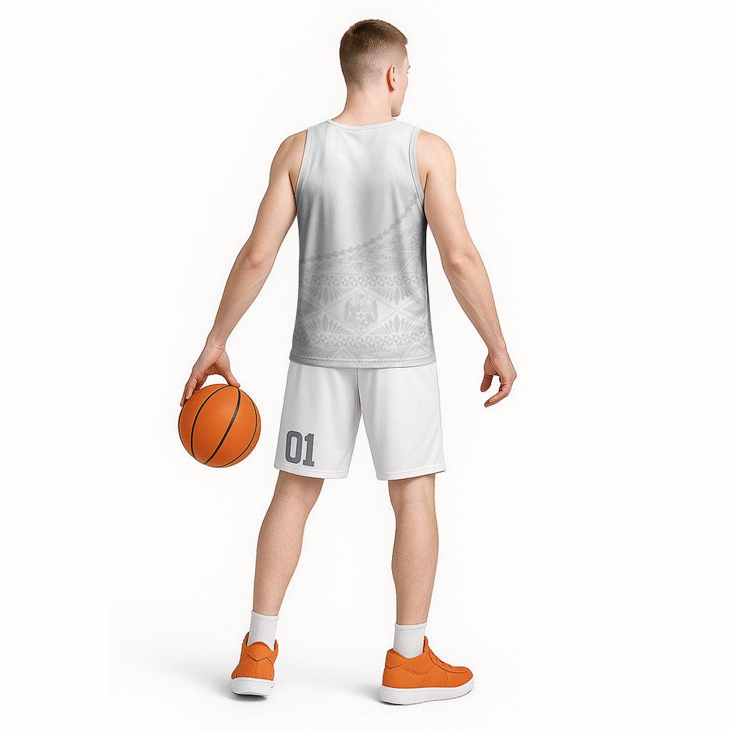 Tonga White Sunday Fakame Basketball Jersey Tokelaufeletoa Kupesi LT7 - Polynesian Pride