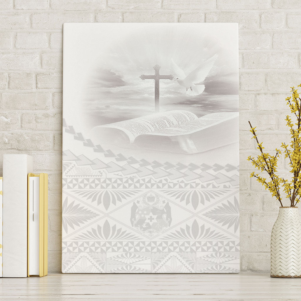 Tonga White Sunday Fakame Canvas Wall Art Tokelaufeletoa Kupesi LT7 Without Frame White - Polynesian Pride