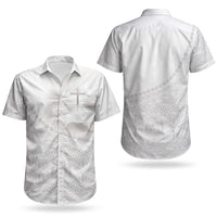 Tonga White Sunday Fakame Couples Matching Off Shoulder Short Dress and Hawaiian Shirt Tokelaufeletoa Kupesi LT7 - Polynesian Pride
