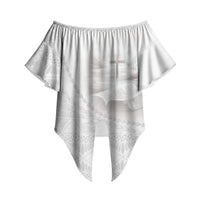 Tonga White Sunday Fakame Off Shoulder Wrap Waist Top Tokelaufeletoa Kupesi LT7 - Polynesian Pride