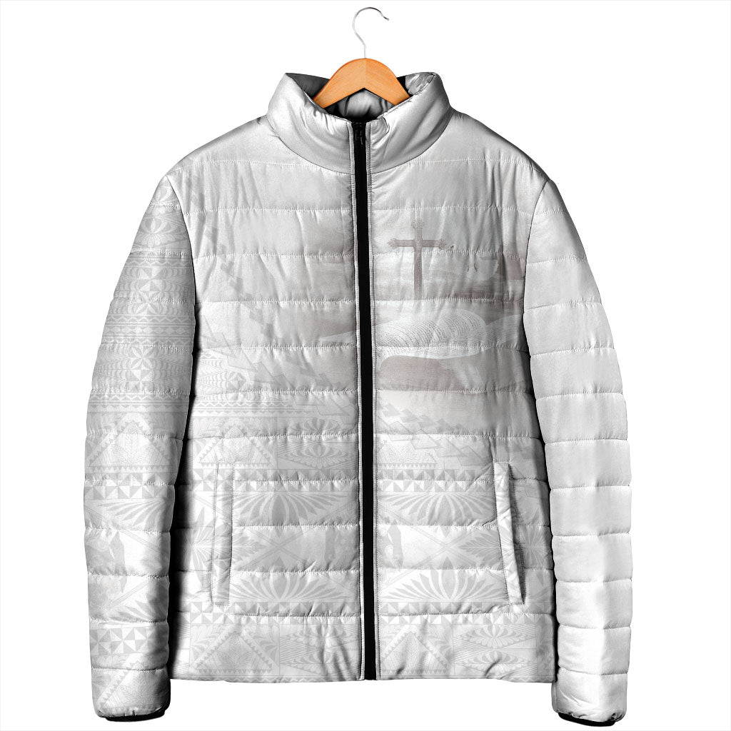 Tonga White Sunday Fakame Padded Jacket Tokelaufeletoa Kupesi LT7 - Polynesian Pride