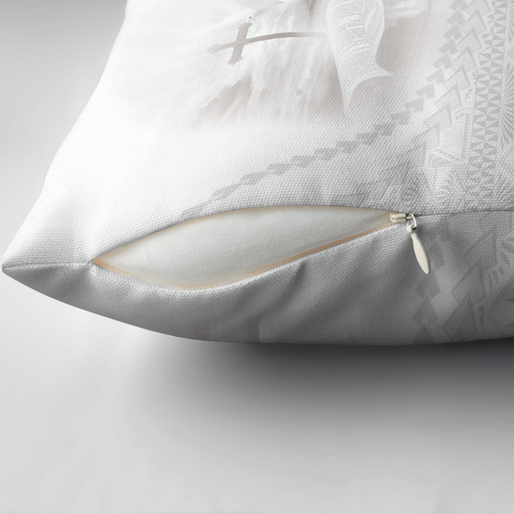 Tonga White Sunday Fakame Pillow Cover Tokelaufeletoa Kupesi LT7 - Polynesian Pride