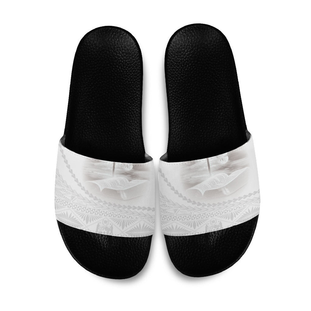 Tonga White Sunday Fakame Slide Sandals Tokelaufeletoa Kupesi LT7 White - Polynesian Pride