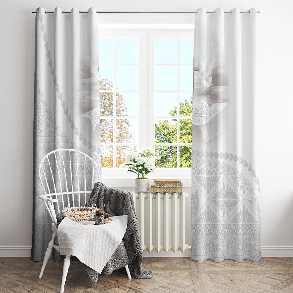 Tonga White Sunday Fakame Window Curtain Tokelaufeletoa Kupesi LT7 - Polynesian Pride